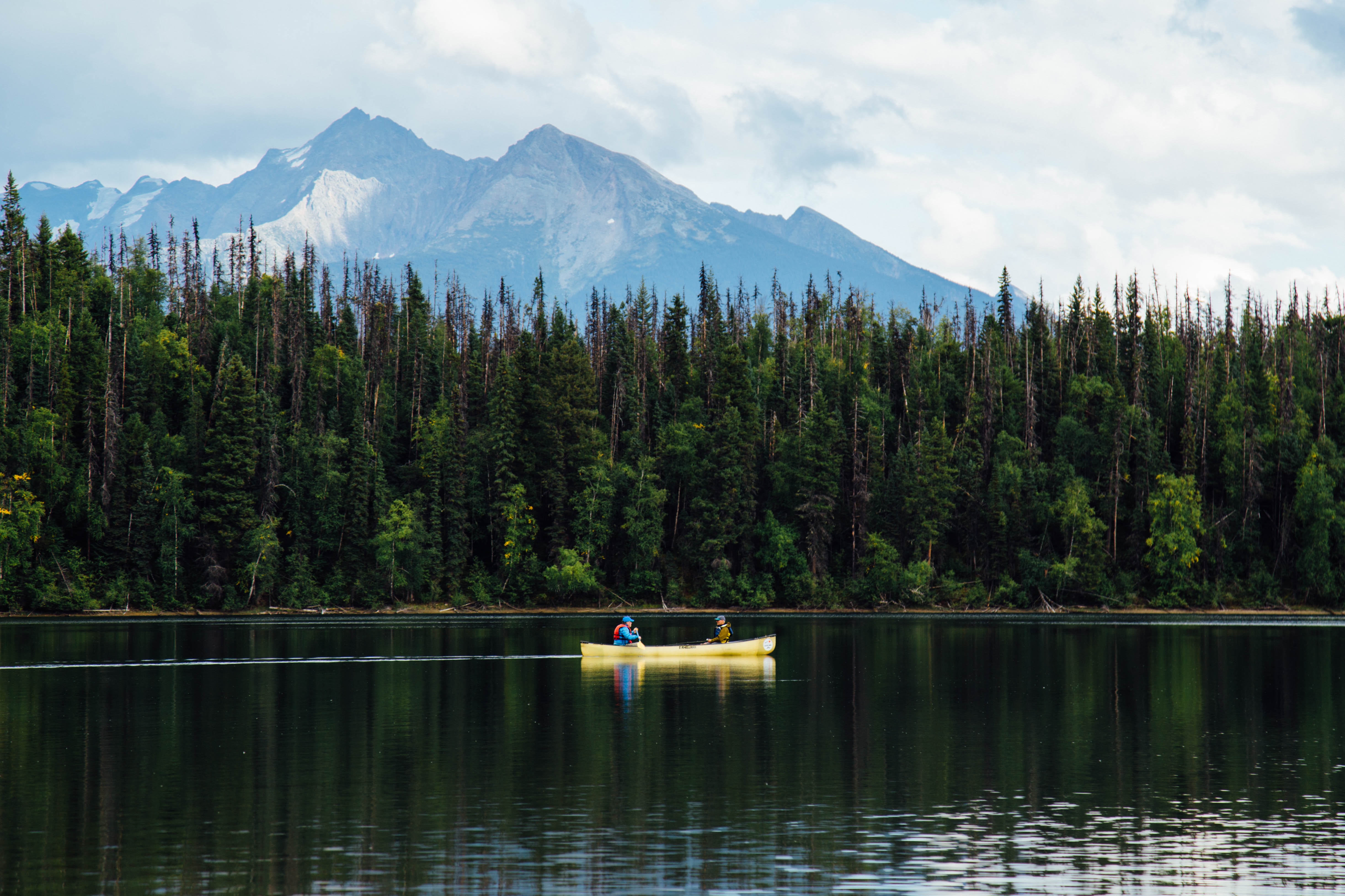 Two men canoeing